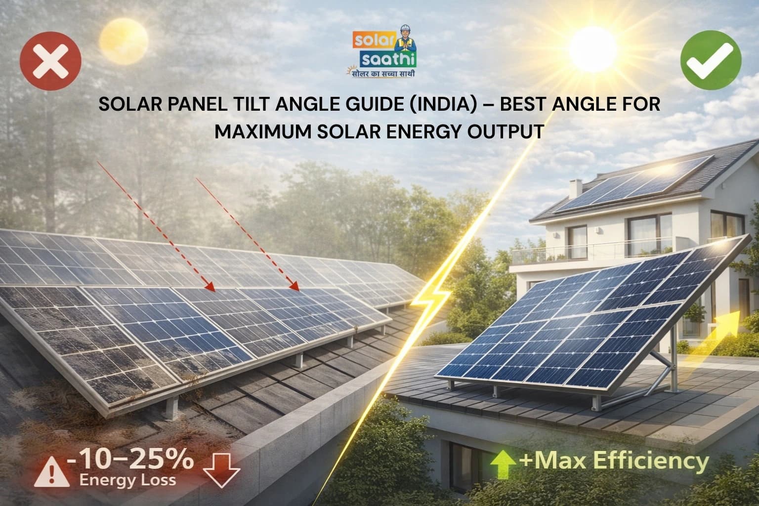 Solar Panel Tilt Angle Guide (India) – Best Angle for Maximum Solar Energy Output