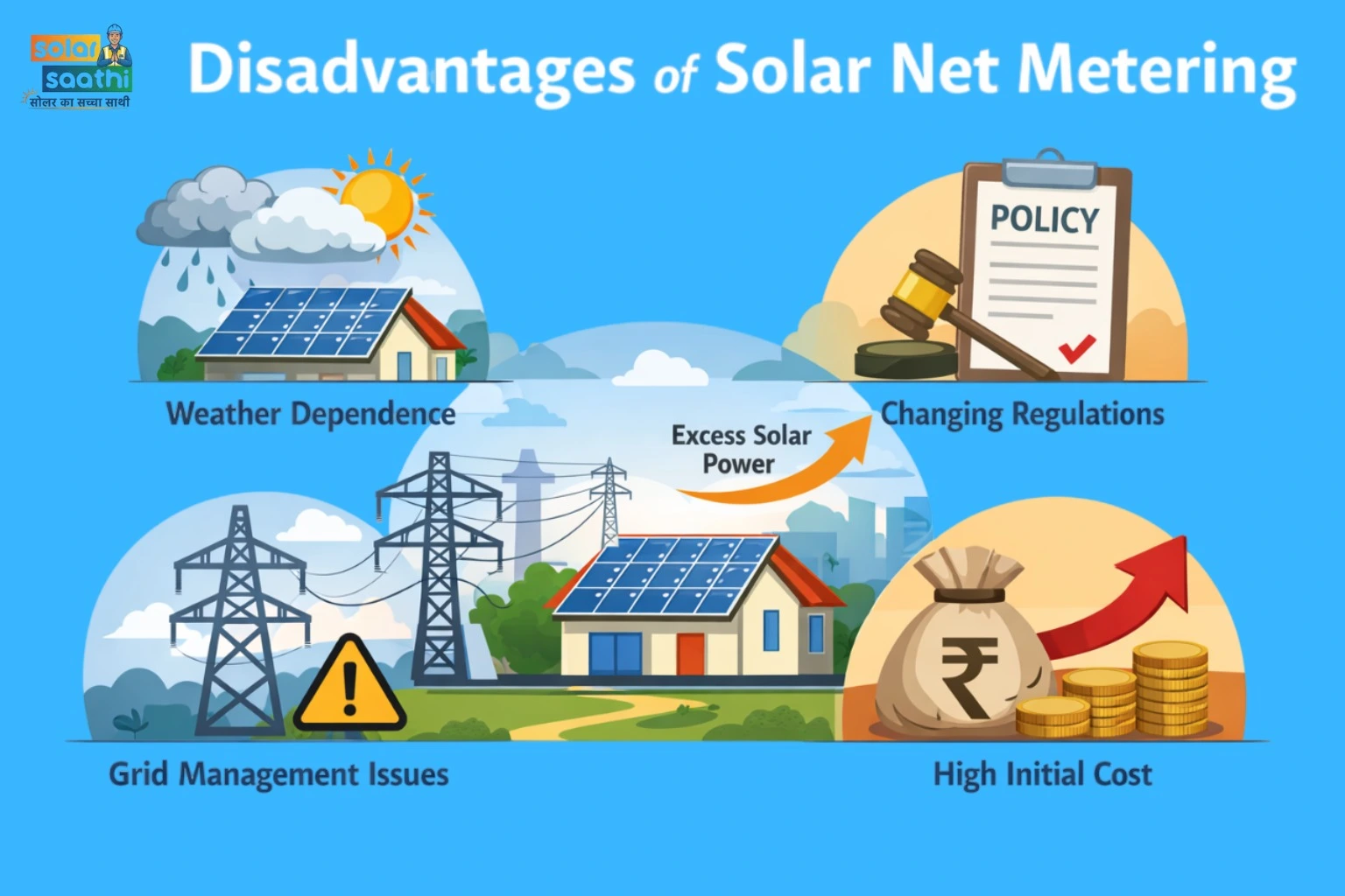 Disadvantages of Solar Net Metering — Weather Dependence, Changing Regulations, Grid Management Issues, High Initial Cost